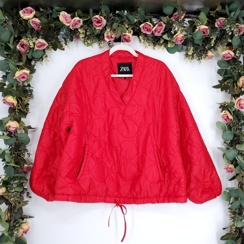 Zara Quilted Water Repellent Red Sweatshirt 4341/718